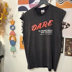 Vintage D.A.R.E. Cut Off Muscle Tee Oneita Power‑T Size Large